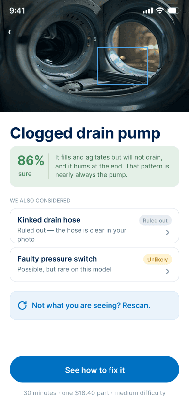 Fixit diagnosis screen