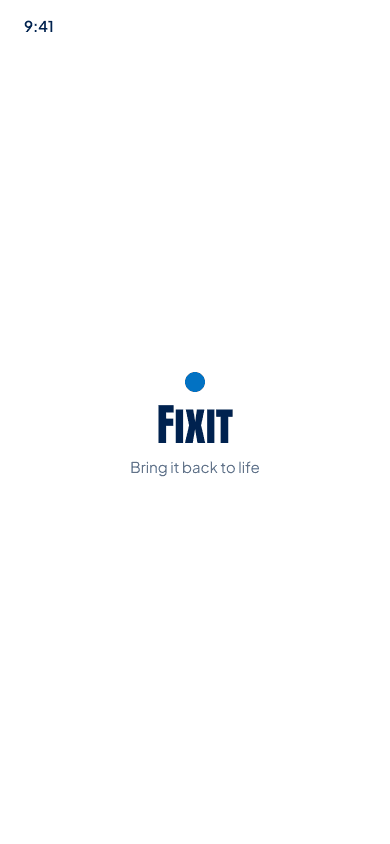 Fixit onboarding screen from the AI-generated first version