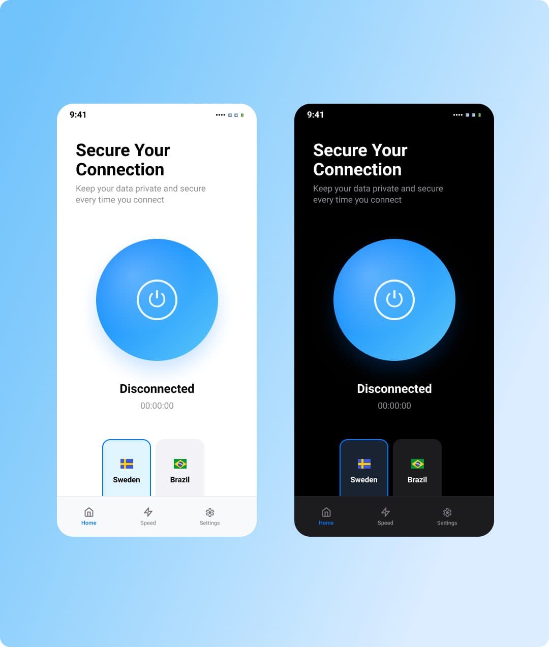 Secure connection screens