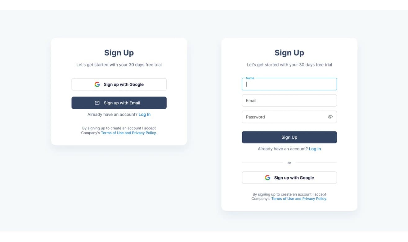 Sign-up flow