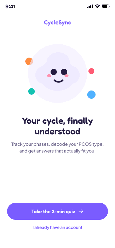 CycleSync onboarding screen