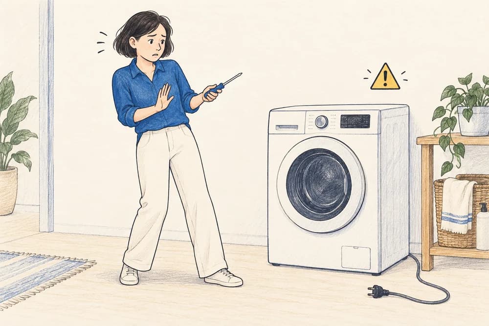 A person hesitates to attempt a repair, worried about damage and safety.