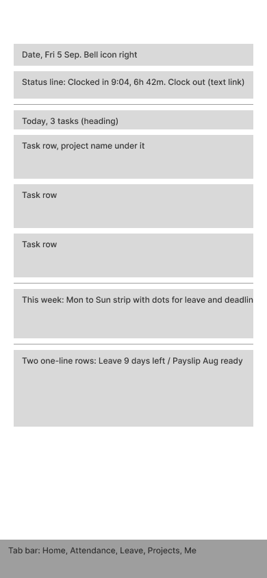 B. Tasks first home screen option